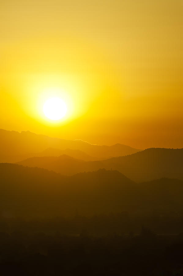 Sunset Photograph - Sunset behind mountains #2 by U Schade