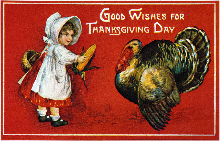 Thanksgiving Card, 1900 #2 Photograph by Granger