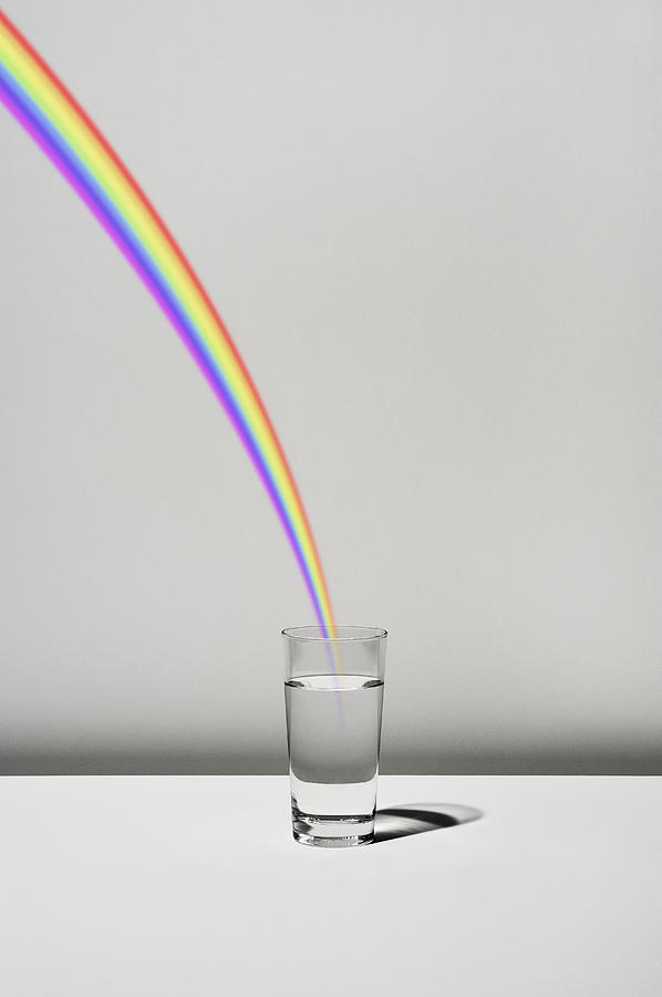 The Cup Filled With Water And A Rainbow #2 Digital Art by Yagi Studio