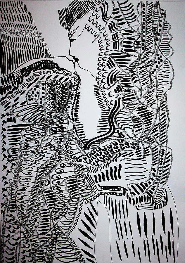 The Kiss #2 Drawing by Gloria Ssali