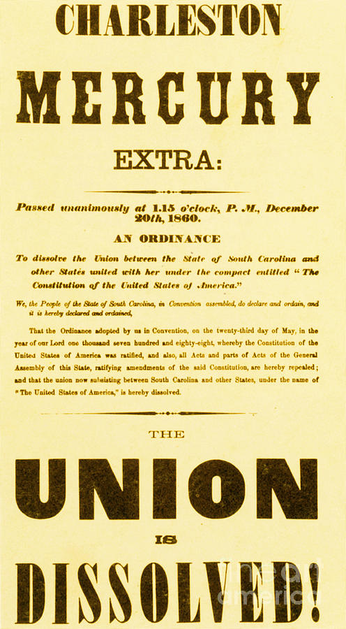 The Union Is Dissolved, 1860 Broadside #2 Photograph by Photo Researchers
