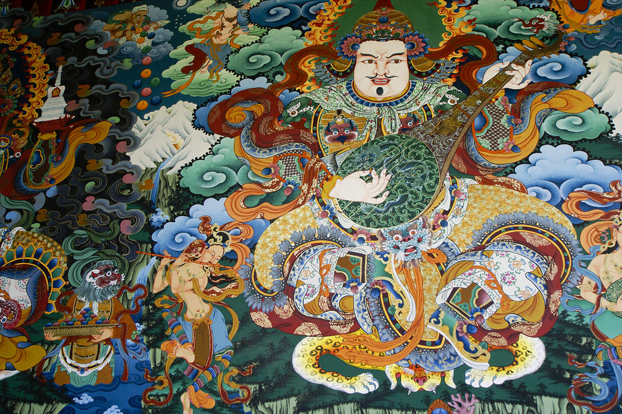 Tibetan Buddhist Mural by Michele Burgess