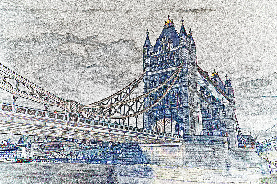 London Digital Art - Tower Bridge Art #2 by David Pyatt