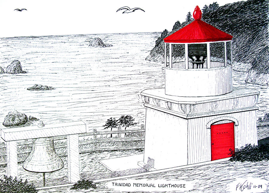 Trinidad Memorial Lighthouse #2 Drawing by Frederic Kohli