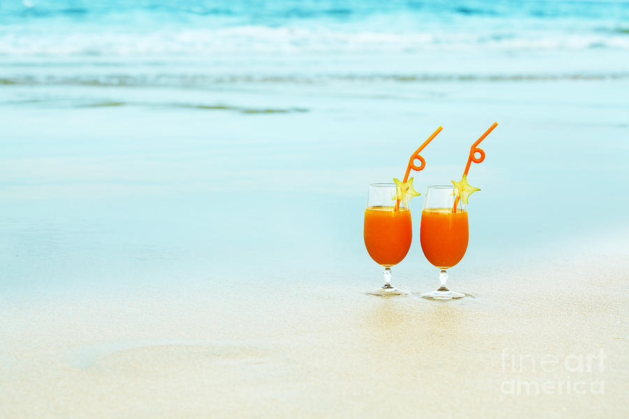 Juice Photograph - Two glasses of orange juice #2 by MotHaiBaPhoto Prints