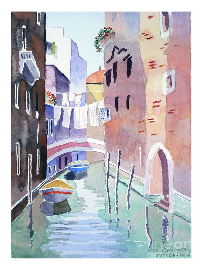 Venice canal Painting by Godwin Cassar