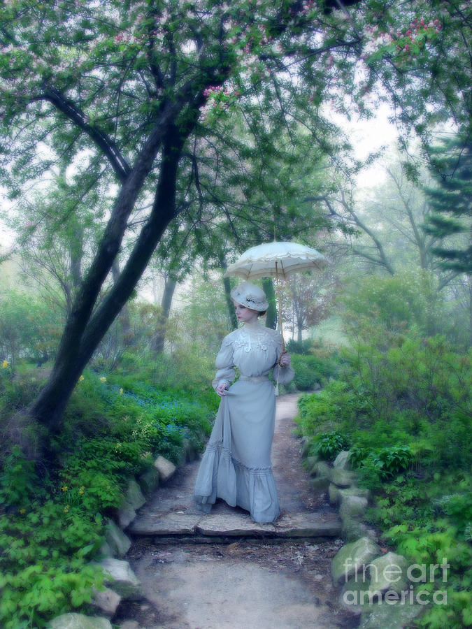 Victorian Lady Walking A Garden Path Photograph By Jill Battaglia