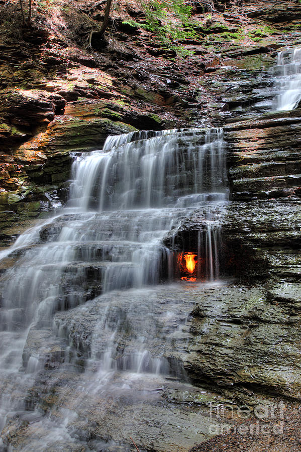 Waterfall And Natural Gas #2 Photograph by Ted Kinsman