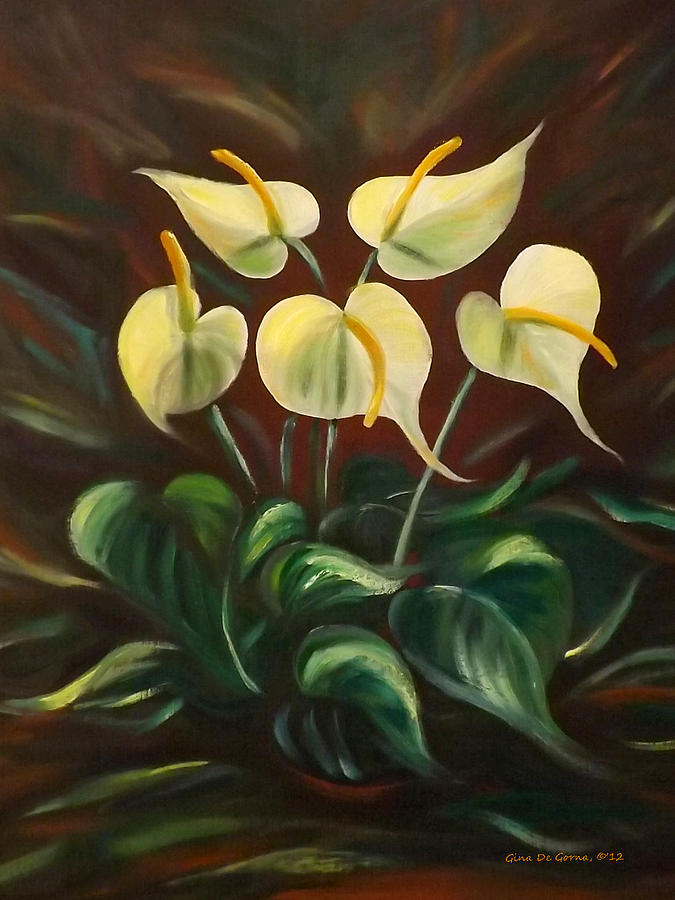 White Flowers Painting by Gina De Gorna