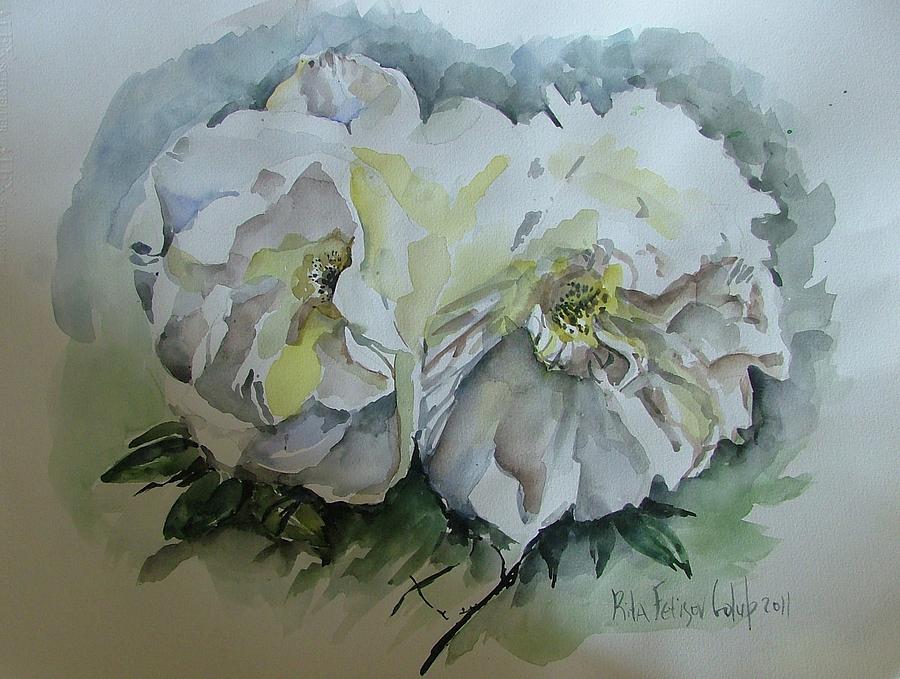 White Flowers #4 Painting by Rita Fetisov