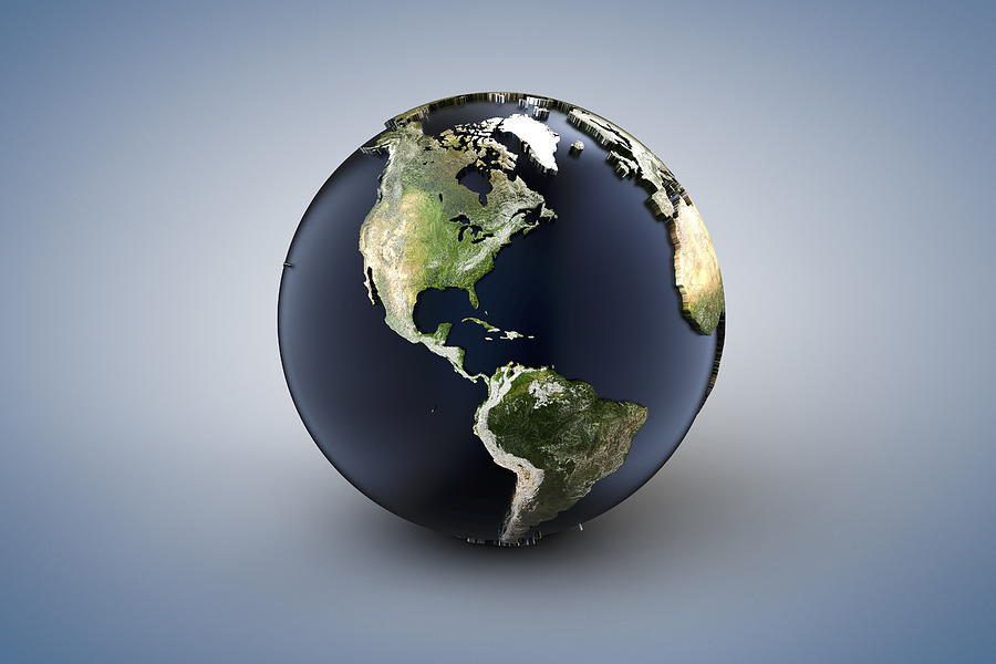 World Globe, North And South America #2 Digital Art by Bjorn Holland