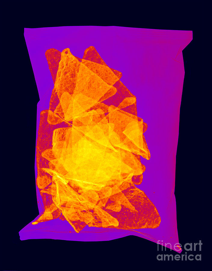 X-ray Of A Bag Of Corn Chips #1 Photograph by Ted Kinsman