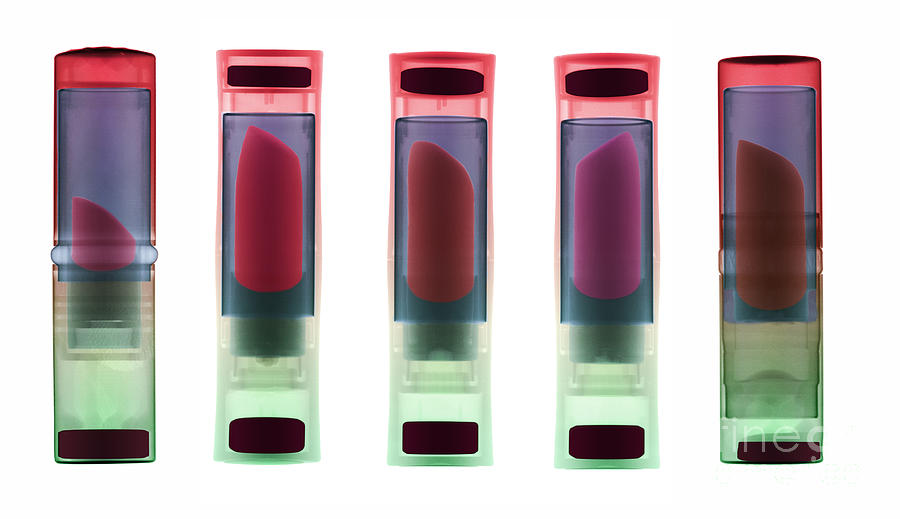 Lipstick Photograph - X-ray Of Lipsticks #1 by Ted Kinsman
