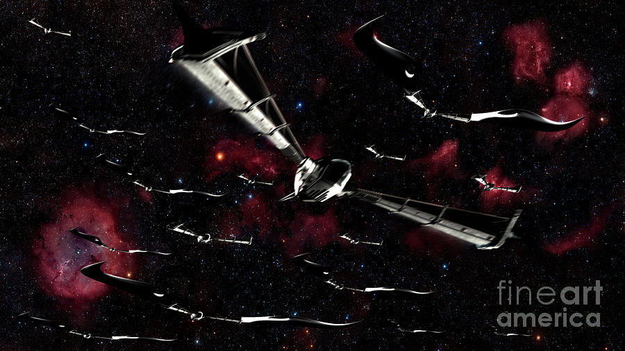 Space Digital Art - Xeelee Nightfighters, Inspired #2 by Rhys Taylor