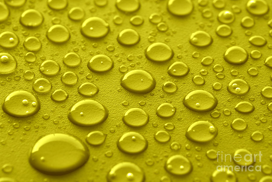 Abstract Photograph - Yellow water drops #2 by Blink Images