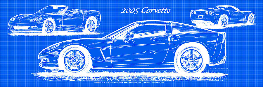 2005 Corvette Blueprint Series Digital Art by K Scott Teeters