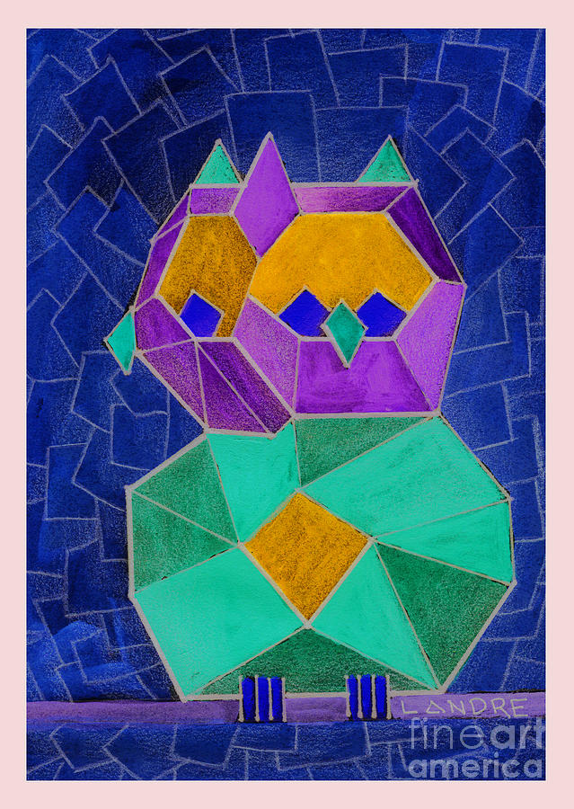 2010 Cubist Owl Negative Painting by Lilibeth Andre