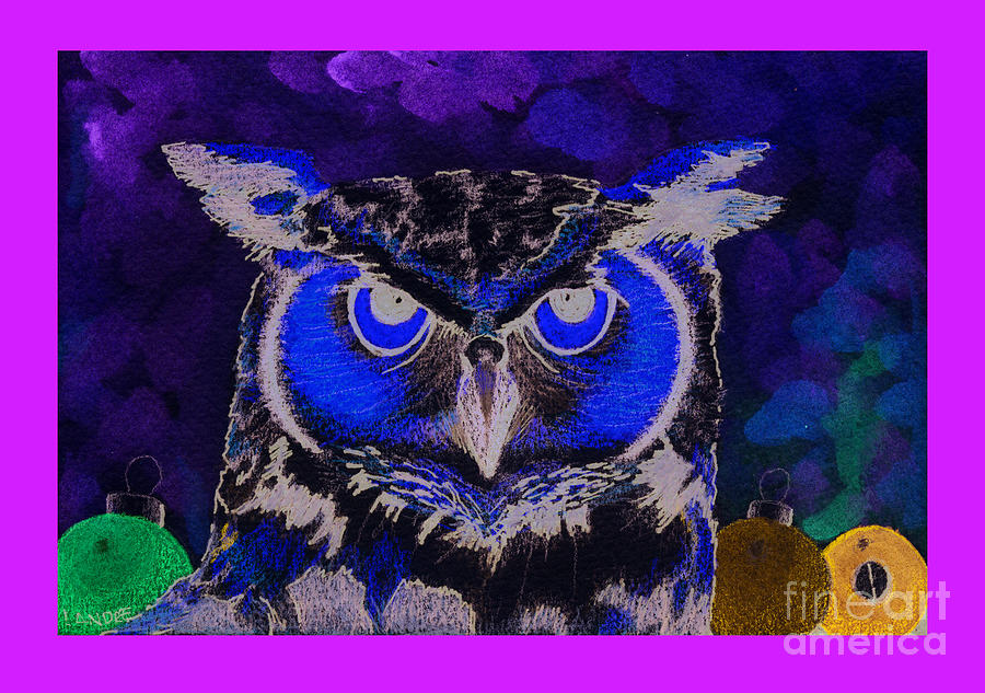 2011 Dreamy Horned Owl Negative Painting by Lilibeth Andre