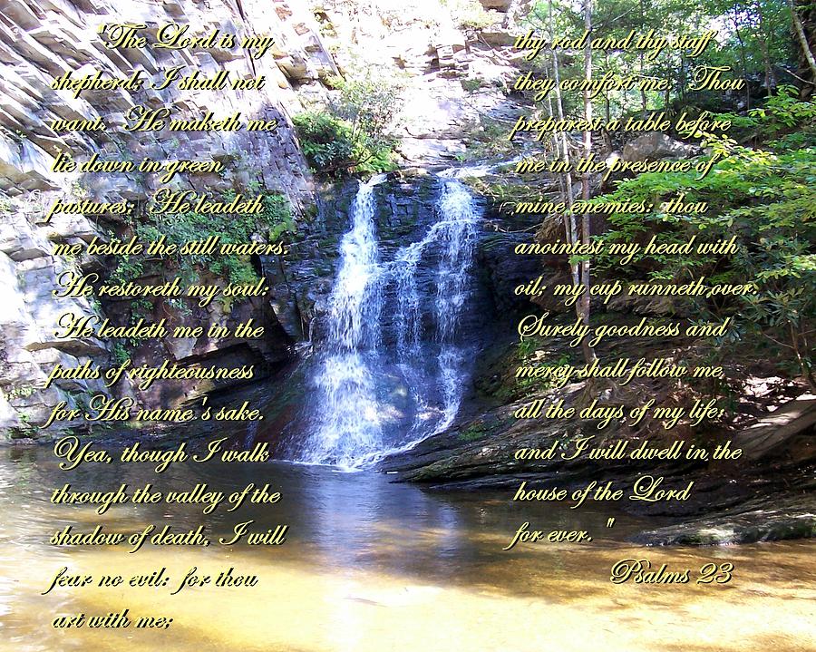 Waterfall Photograph - 23rd Psalm by Chad and Stacey Hall