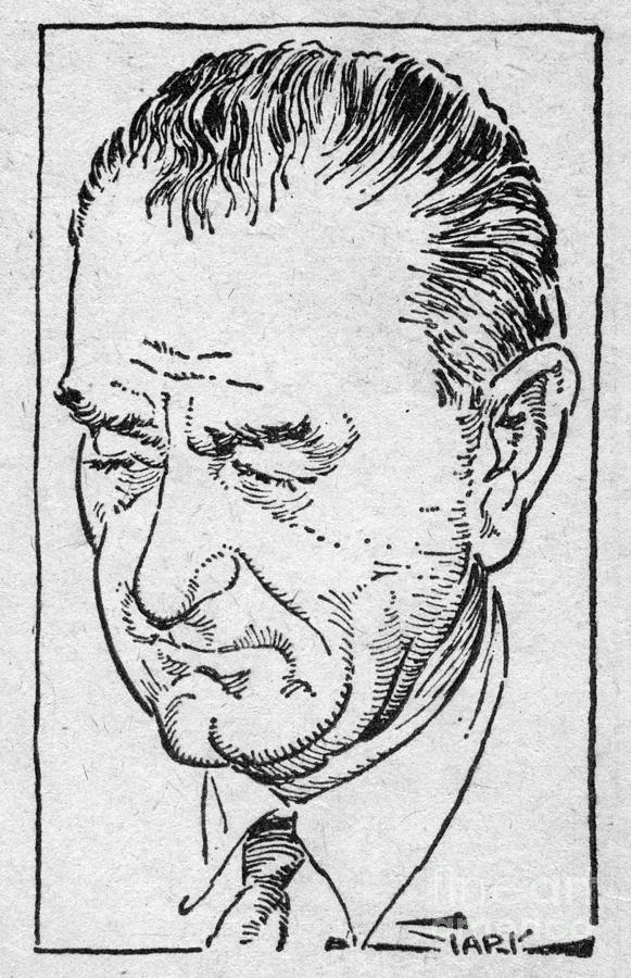 Portrait Drawing - Lyndon Baines Johnson #24 by Granger