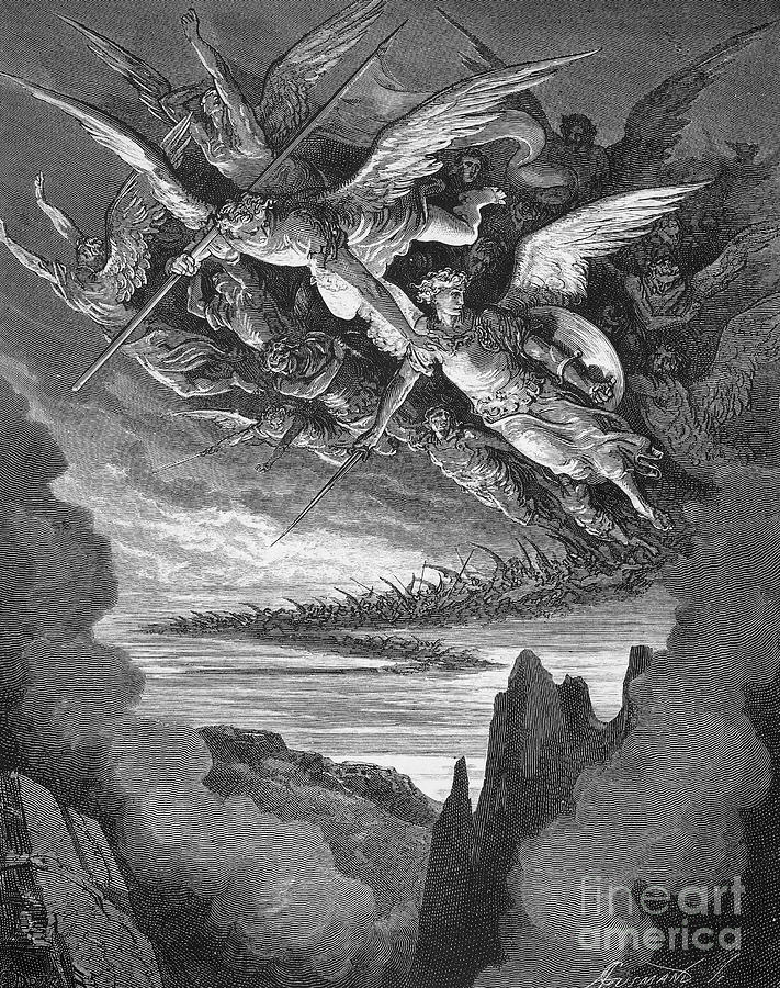 Paradise Lost #28 Drawing by Gustave Dore
