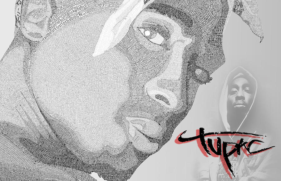 2Pac Text Picture Digital Art by Aaron Parrill - Fine Art America