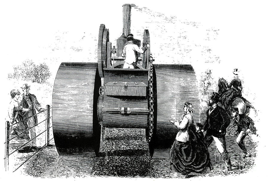 1866 Steam Road Roller #3 Photograph by Science Source 1866 Steam Road Roller #3 Photograph by Science Source