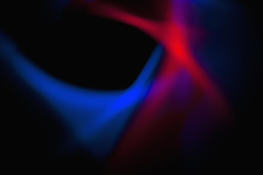 Abstract Patterns Of Blue And Red Light On A Black Background By Halfdark