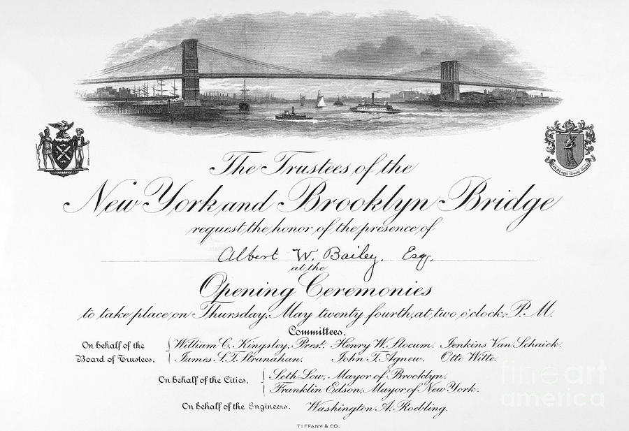 Brooklyn Bridge: Opening #3 Photograph by Granger