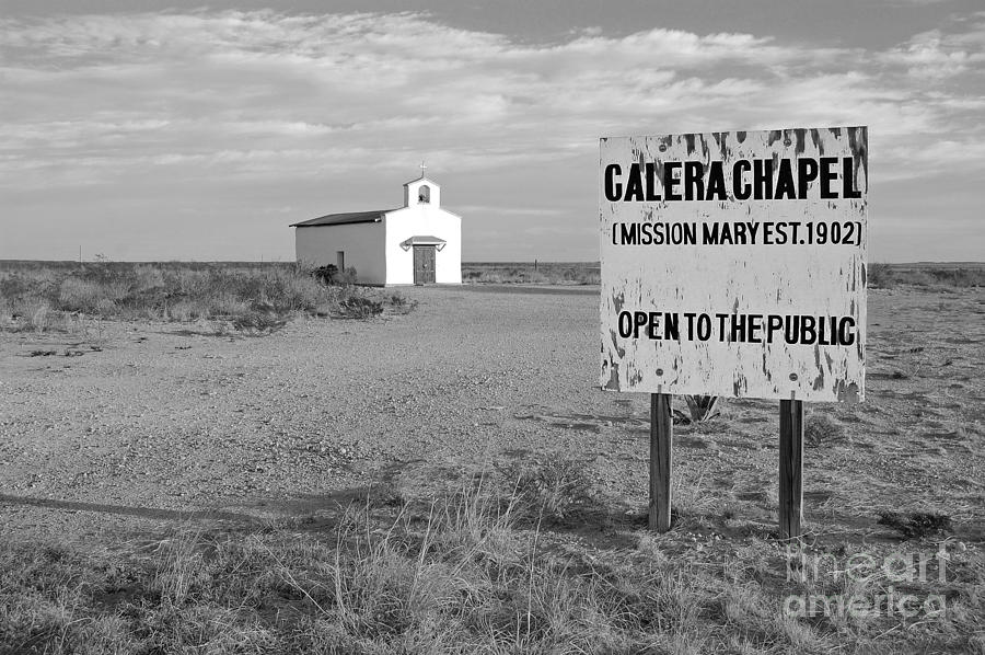 Calera Mission Chapel in West Texas Black and White #5 Photograph by Shawn OBrien