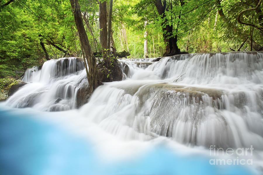 Fall Photograph - Erawan Waterfall #3 by Anek Suwannaphoom