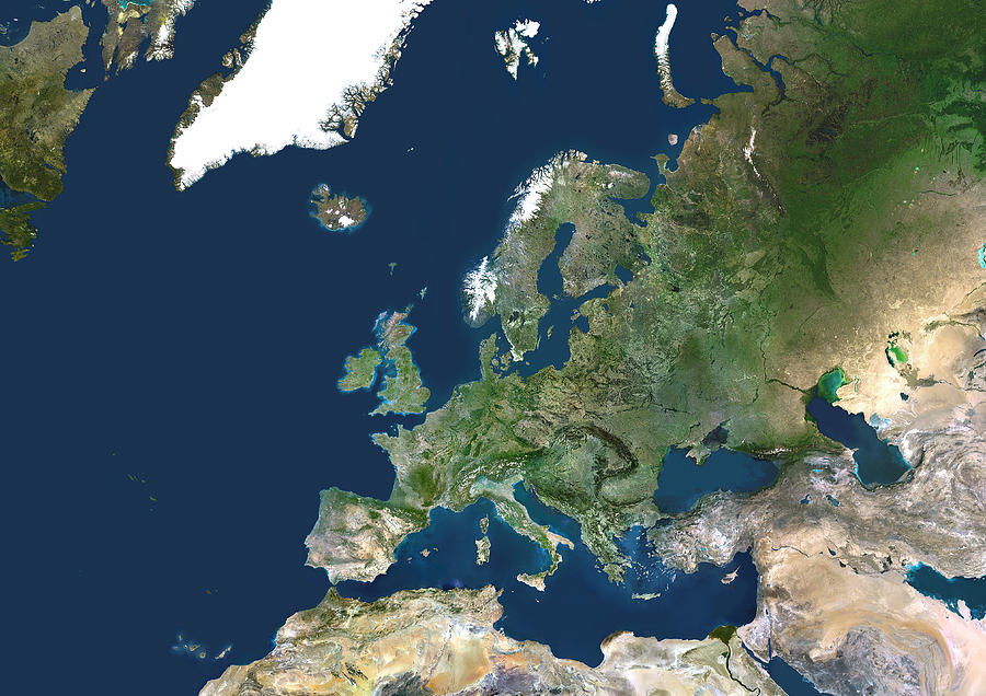 Europe, Satellite Image Photograph by Planetobserver - Pixels