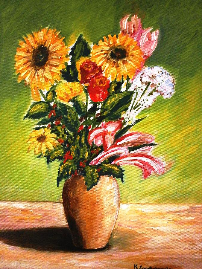 Flowers Painting by Konstantinos Charalampopoulos