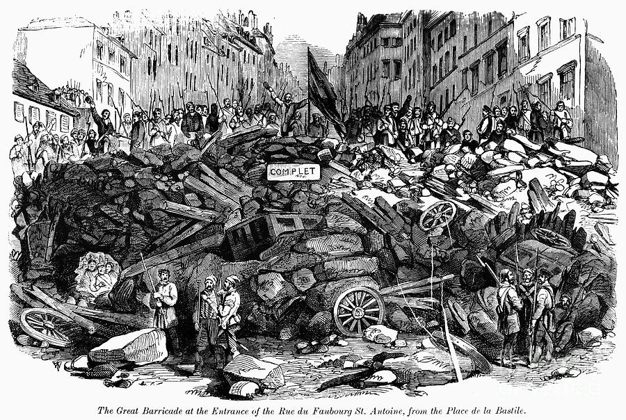 Riots, France - Rue Du Faubourg 1848 Drawing by Granger