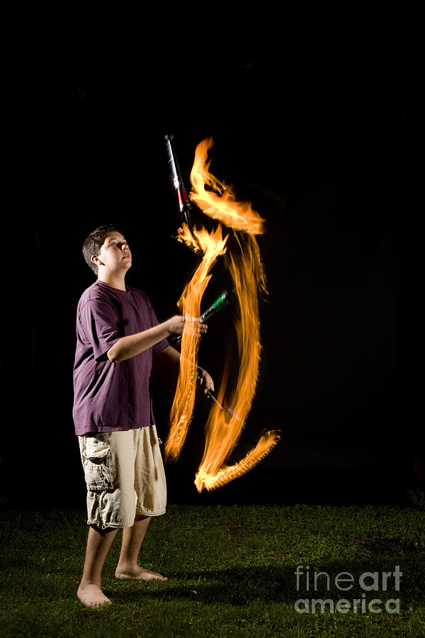 Juggling Fire #3 Photograph by Ted Kinsman