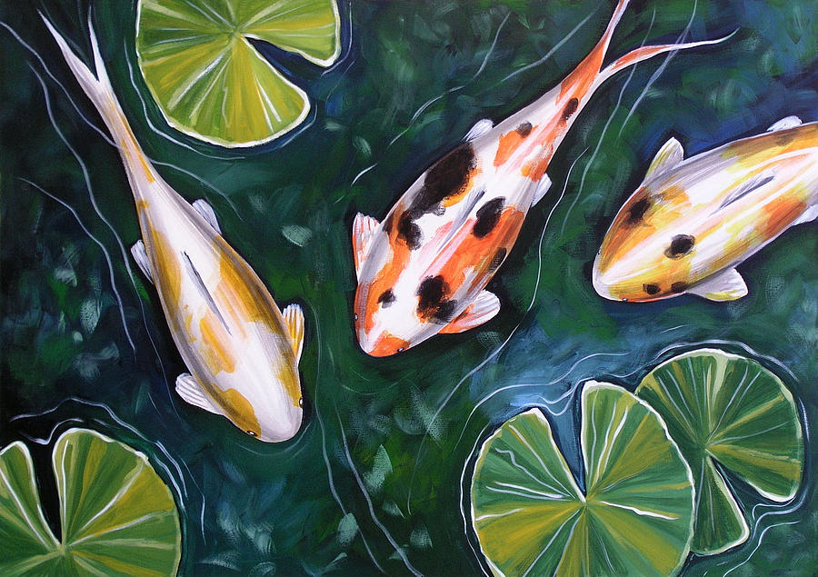 3 Koi Painting by Amy Giacomelli