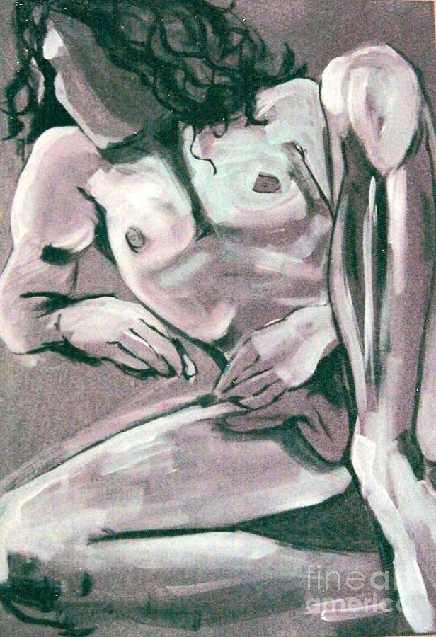 Male nude #3 Painting by Joanne Claxton