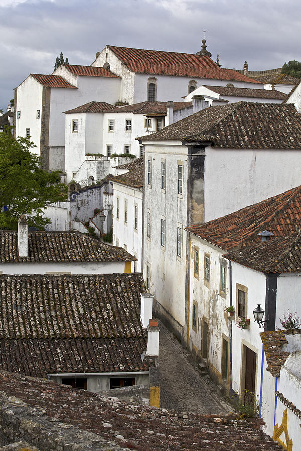 Medieval Cobblestone Street of the Medieval Town of Obidos #3 Photograph by David Letts