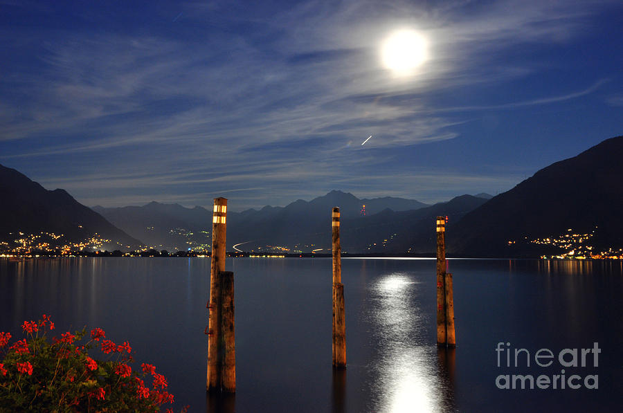 Moon light over an alpine lake #3 Photograph by Mats Silvan