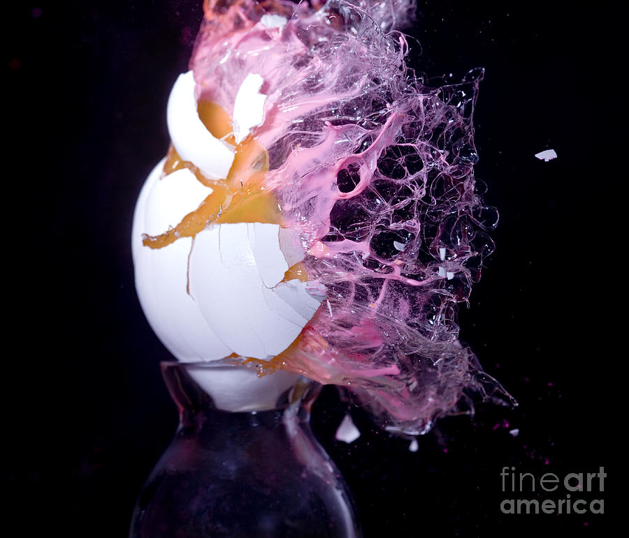 Paintball Hitting An Egg #3 Photograph by Ted Kinsman