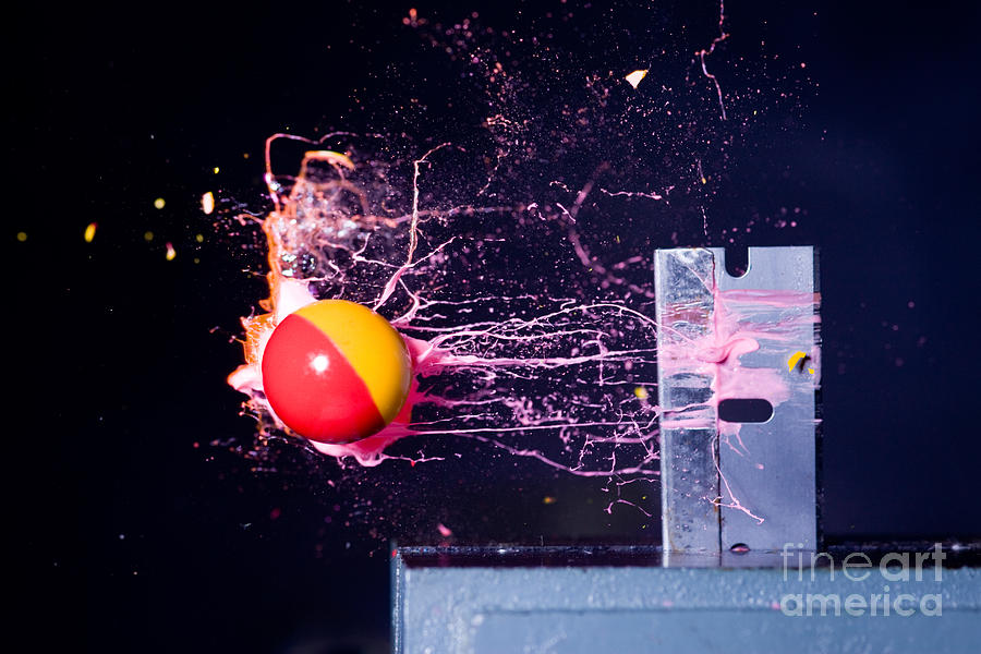 Paintball Photograph - Paintball Shot At Razor Blade #3 by Ted Kinsman
