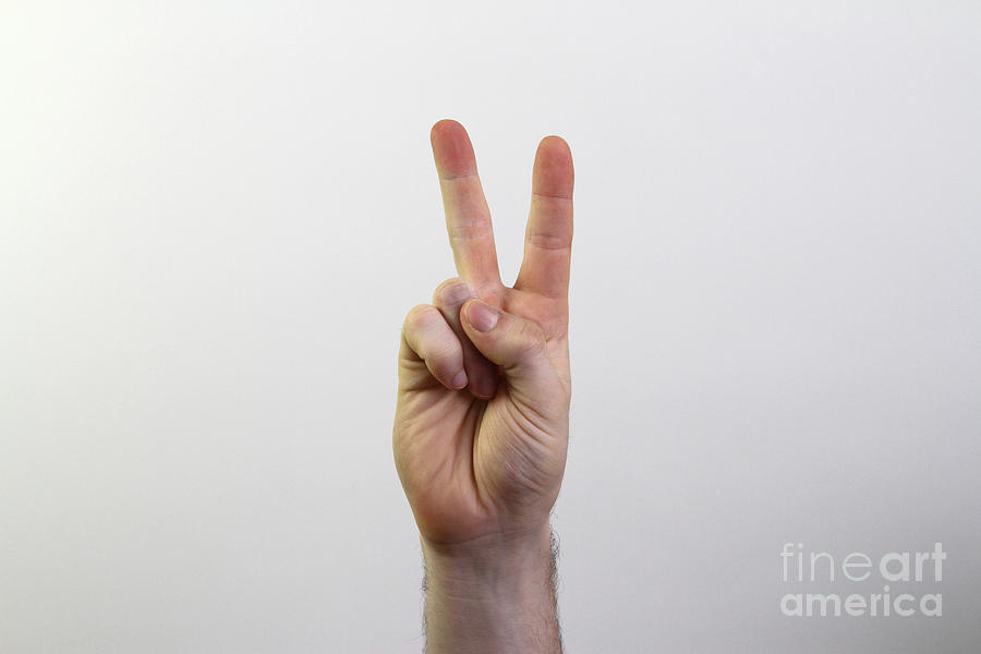 Hand Photograph - Peace Sign #3 by Photo Researchers, Inc.
