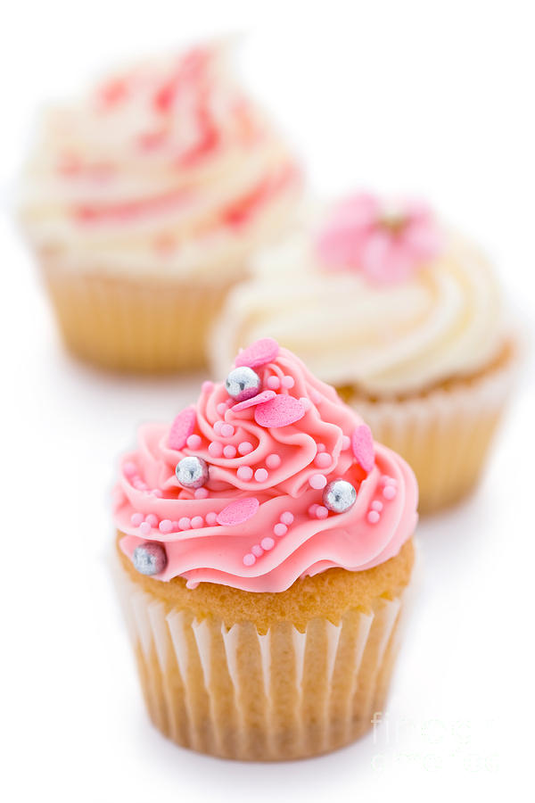 Cake Photograph - Pink and white cupcakes #3 by Ruth Black