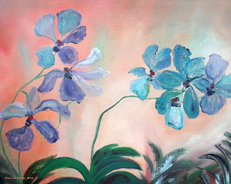 Purple Orchids Painting by Gina De Gorna