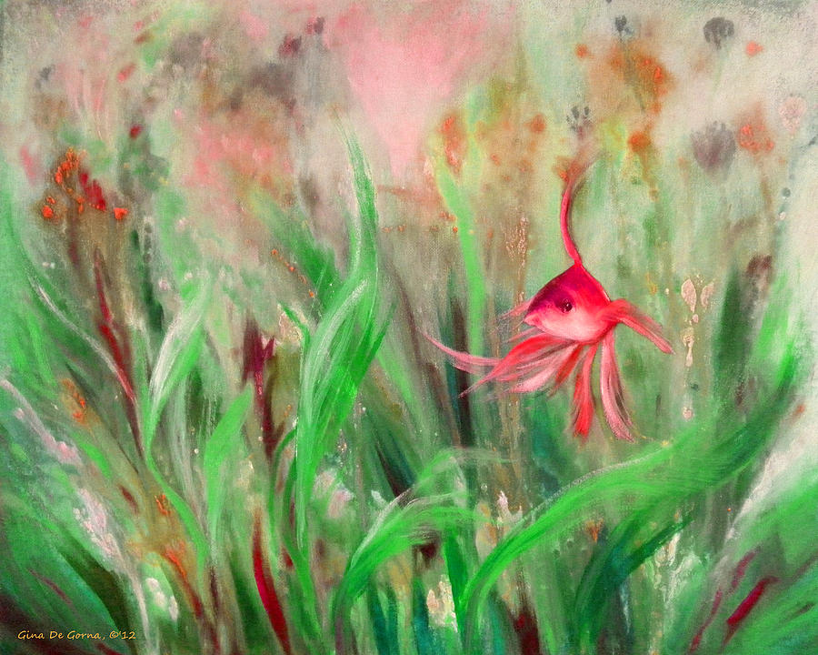 Red Fish #4 Painting by Gina De Gorna