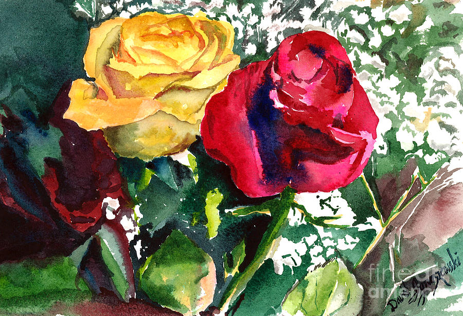 3 Roses Painting by David Ignaszewski