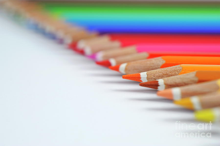 Crayon Photograph - Row of colorful crayons #3 by Sami Sarkis