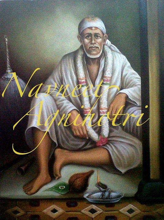 Saint Sai Baba, Shirdi Sai Baba, Portrait,Online Art Gallery, Oil Painting  On Canvas. Greeting Card by B K Mitra