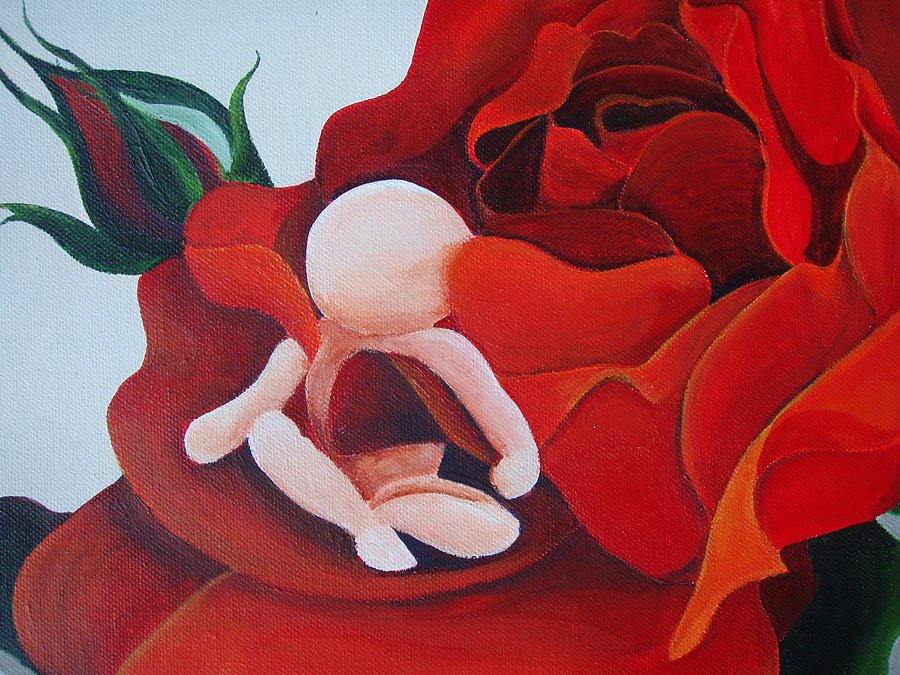 Baby In A Rose Detail Painting