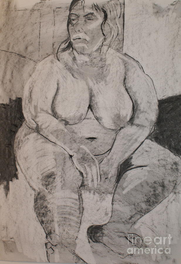 Seated Female Nude #3 Drawing by Joanne Claxton